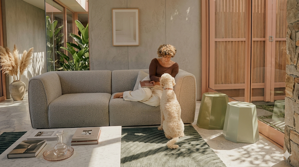 A family room with BOSAP floor essentials