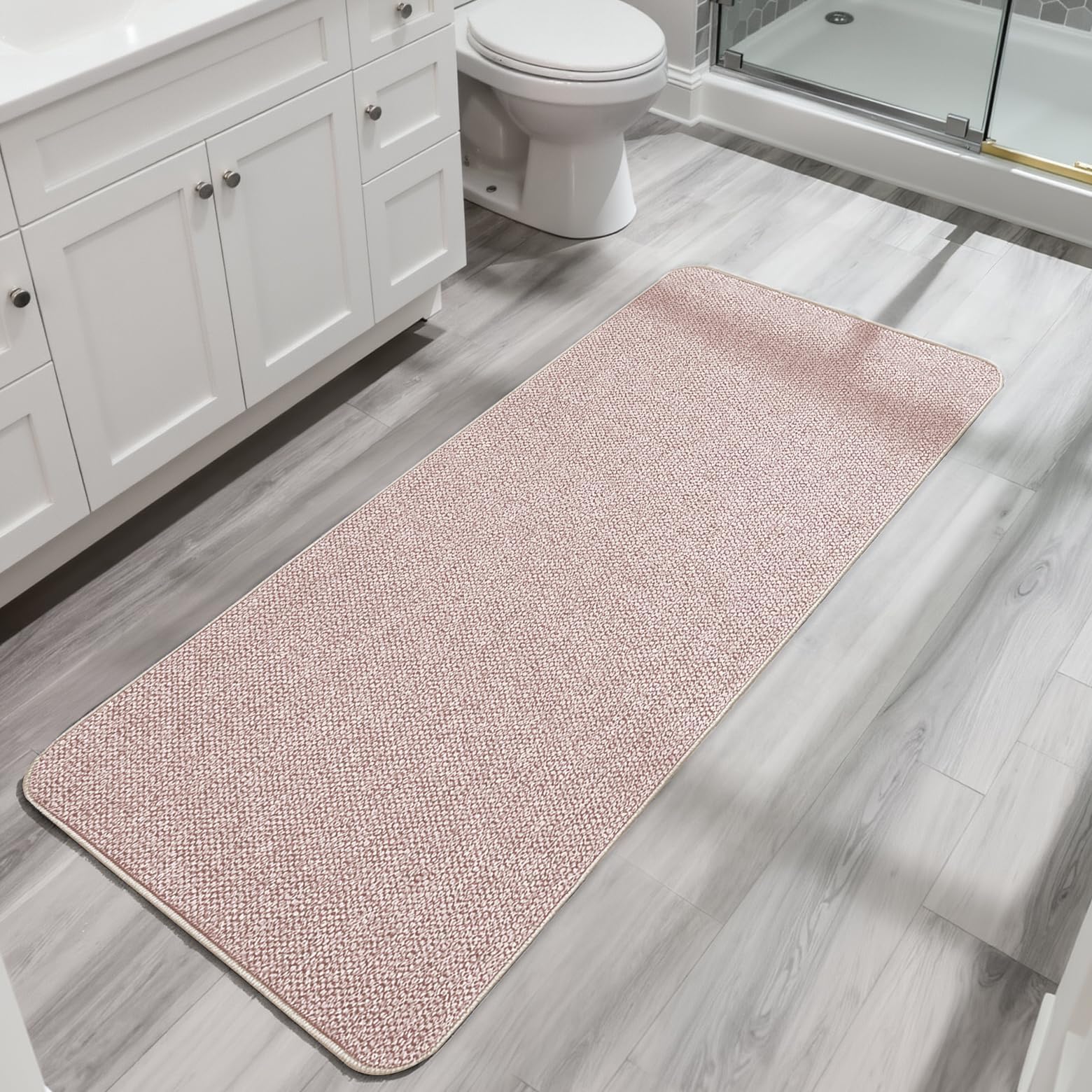 Bath Mat,Ultra Thin Bathroom Runner Rugs,Large Bath Mats for Bathroom,Quick Dry,Non-Slip,Machine Washable,Low Pile,Bath Rug,Shower Outside,Sink,Home Decor Accessories.Beige,1'9"x3'11"(21x47inch) - Image 8