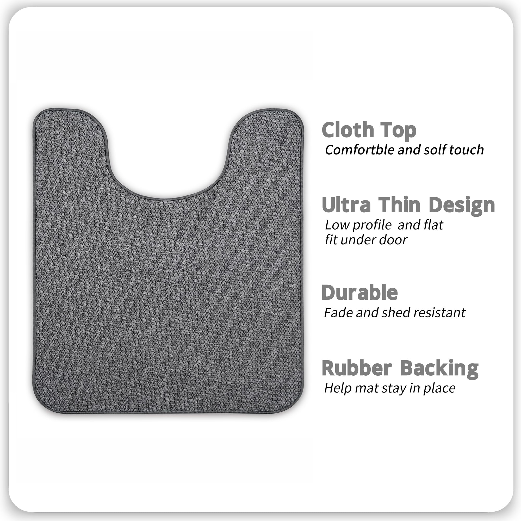 Toilet Rugs U Shaped Bathroom Rug,Machine Washable Non Slip Quick Dry Super Absorbent Ultra Thin Toilet Mats for Bathroom Toilet.Dark Grey,1'8"x2'(20x24inch) - Image 2