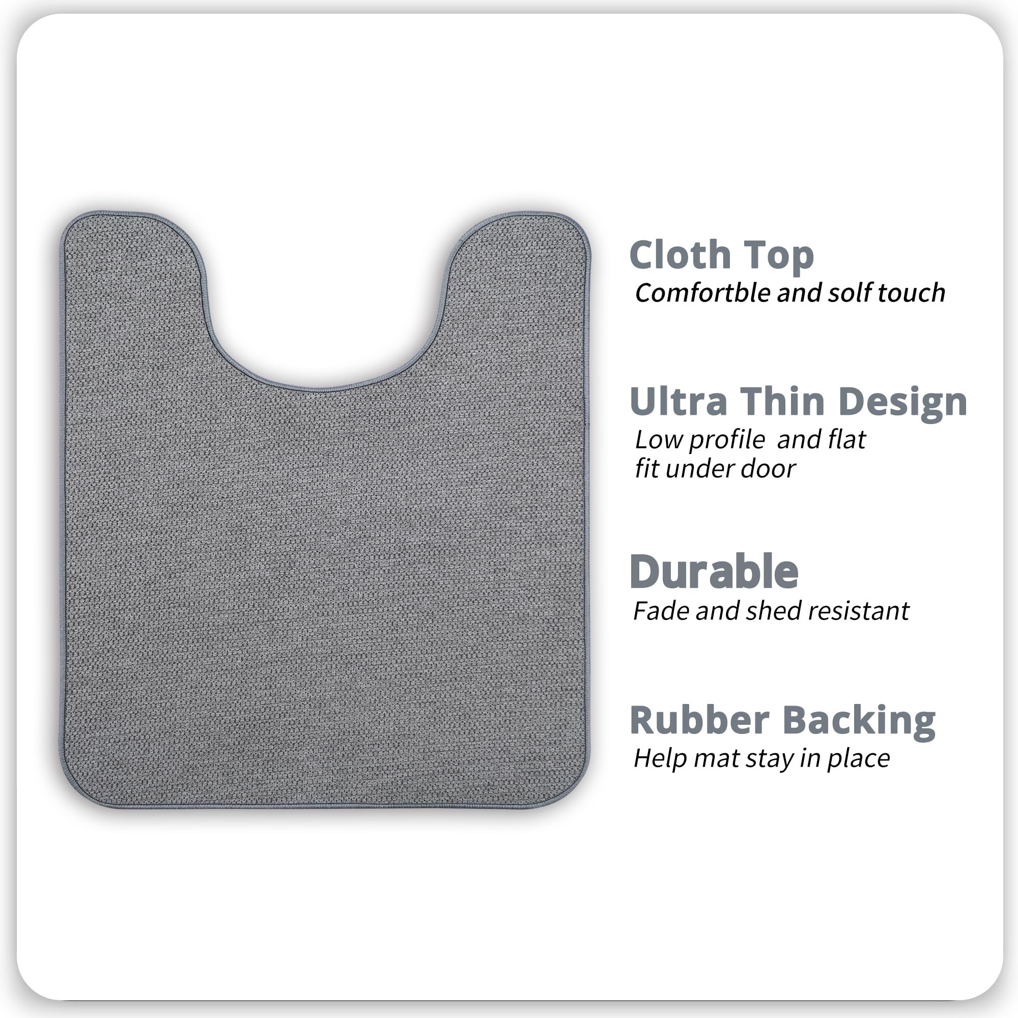 Toilet Rugs U Shaped Bathroom Rug,Machine Washable Non Slip Quick Dry Super Absorbent Ultra Thin Toilet Mats for Bathroom Toilet.Grey,1'8"x2'(20x24inch) - Image 2