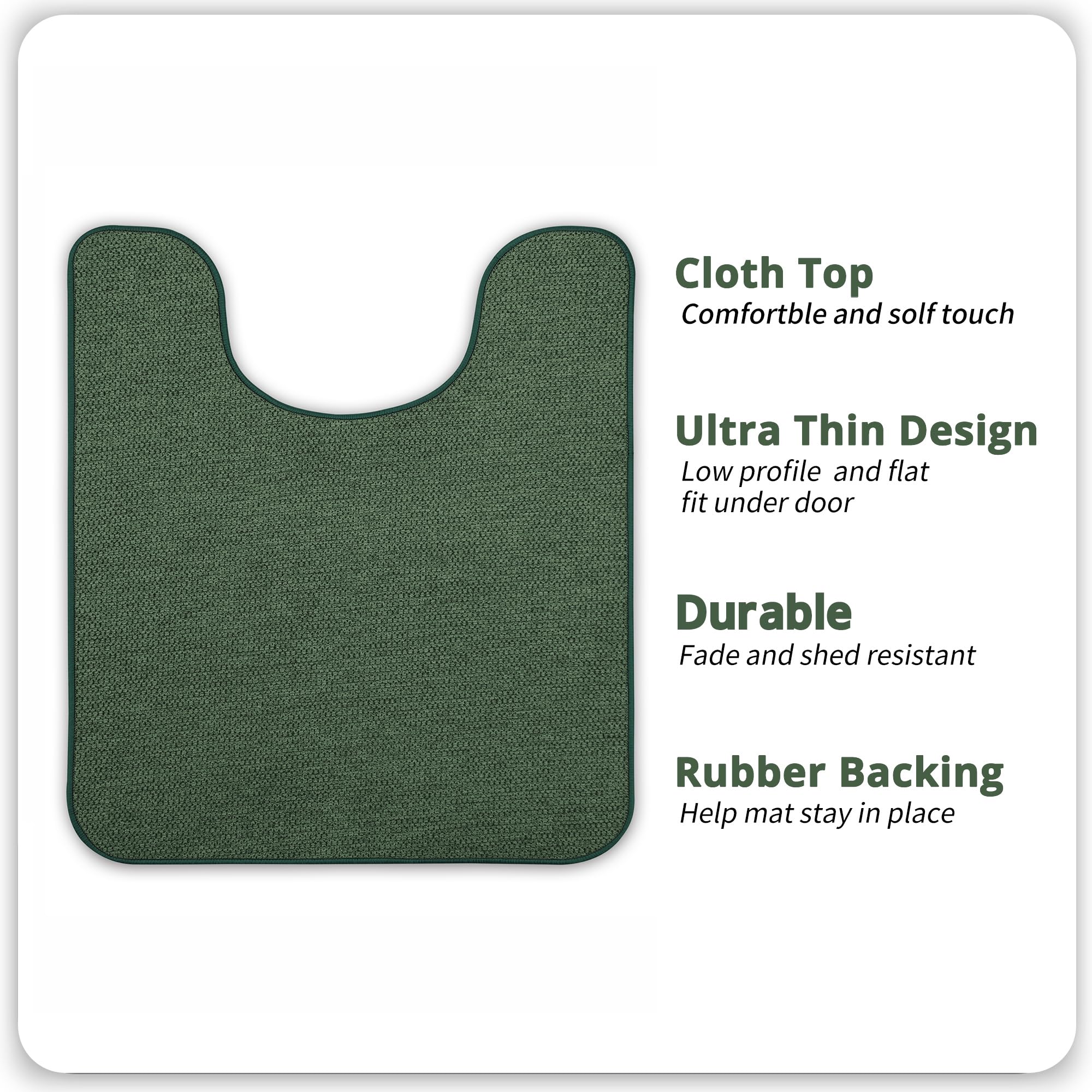 Toilet Rugs U Shaped Bathroom Rug,Machine Washable Non Slip Quick Dry Super Absorbent Ultra Thin Toilet Mats for Bathroom Toilet.Green,1'8"x2'(20x24inch) - Image 2