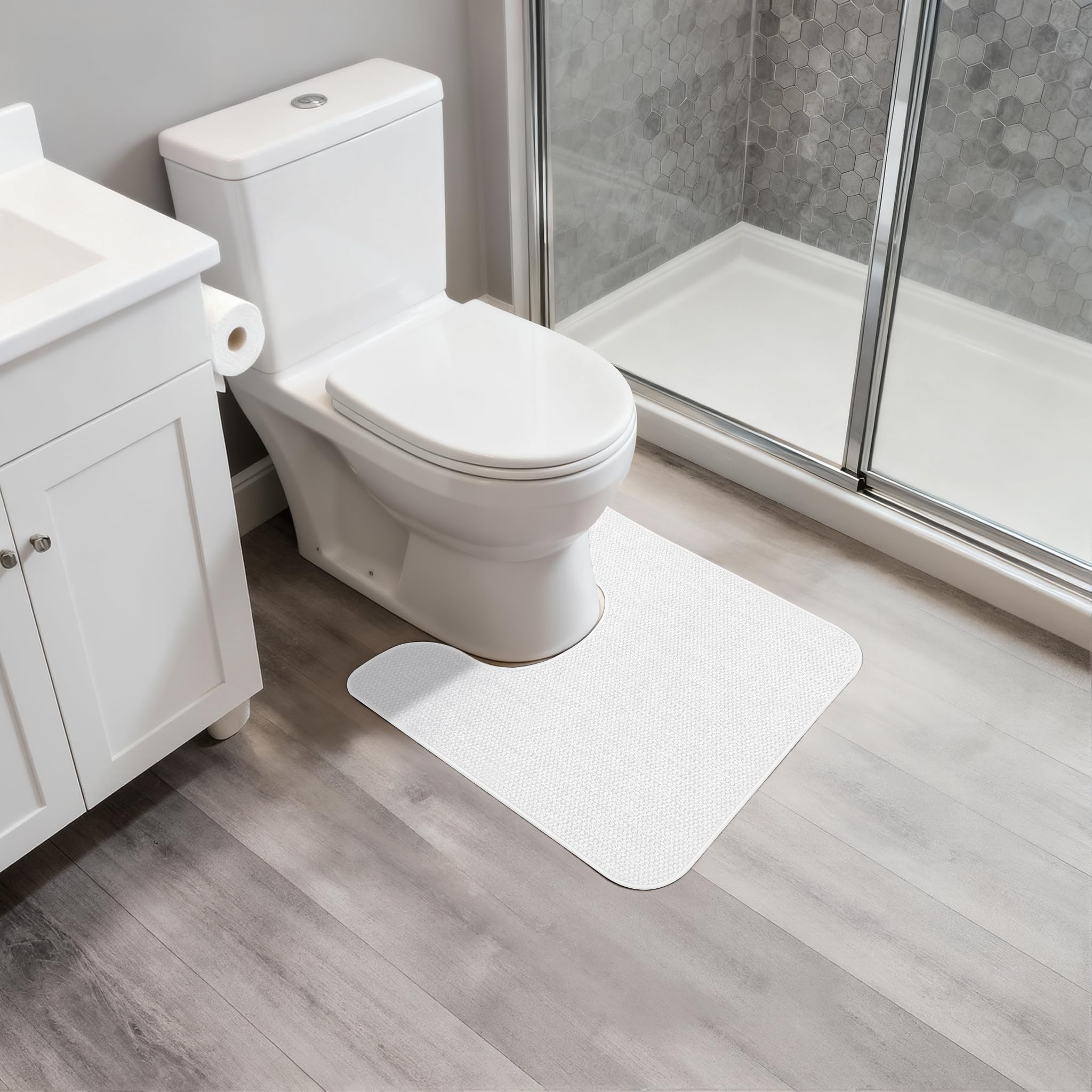 Toilet Rugs U Shaped Bathroom Rug,Machine Washable Non Slip Quick Dry Super Absorbent Ultra Thin Toilet Mats for Bathroom Toilet.Cream,1'8"x2'(20x24inch) - Image 6