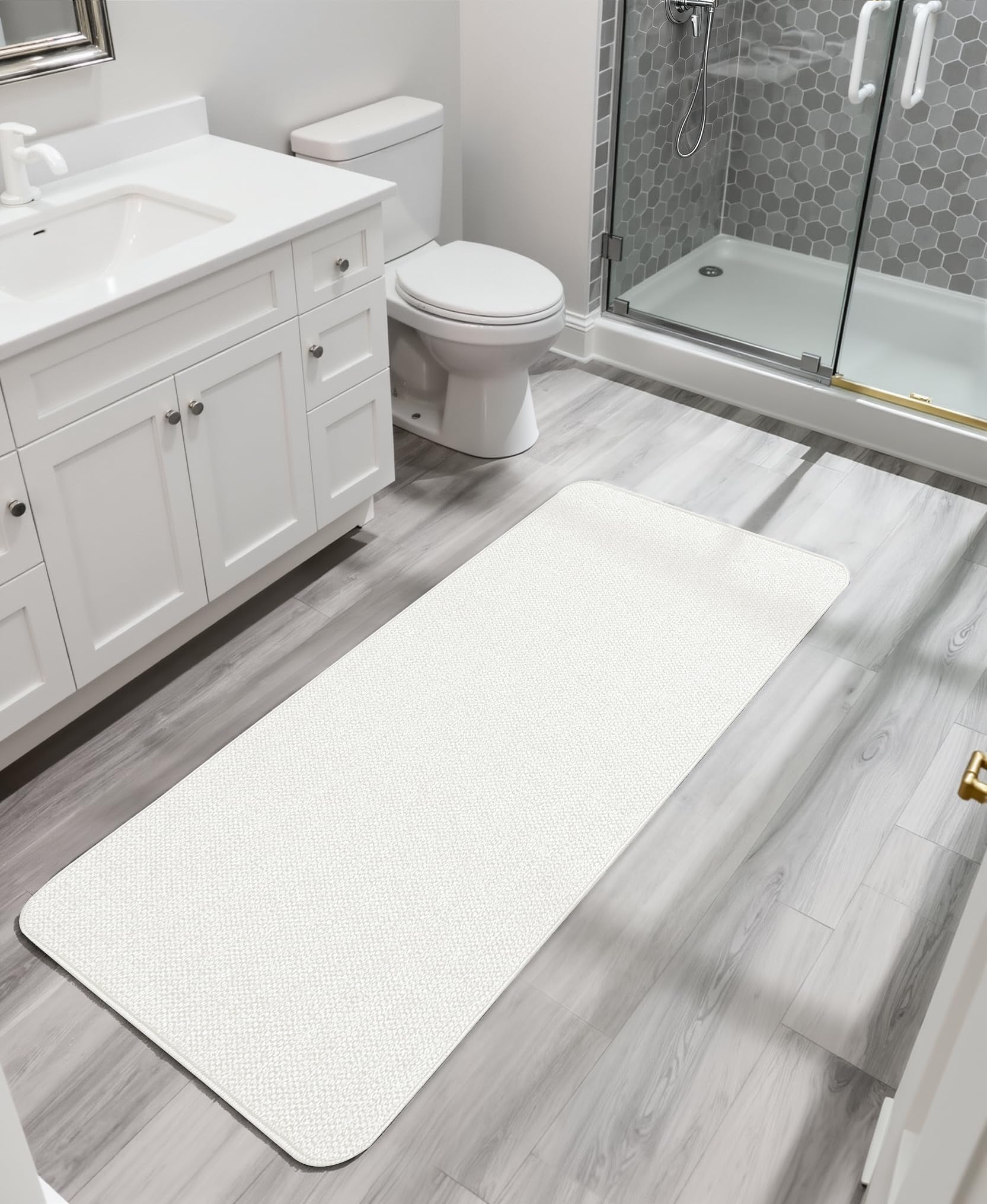 Bath Mat,Ultra Thin Bathroom Runner Rugs,Large Bath Mats for Bathroom,Quick Dry,Non-Slip,Machine Washable,Low Pile,Bath Rug,Shower Outside,Sink,Home Decor Accessories.Cream,1'9"x3'11"(21x47inch) - Image 7