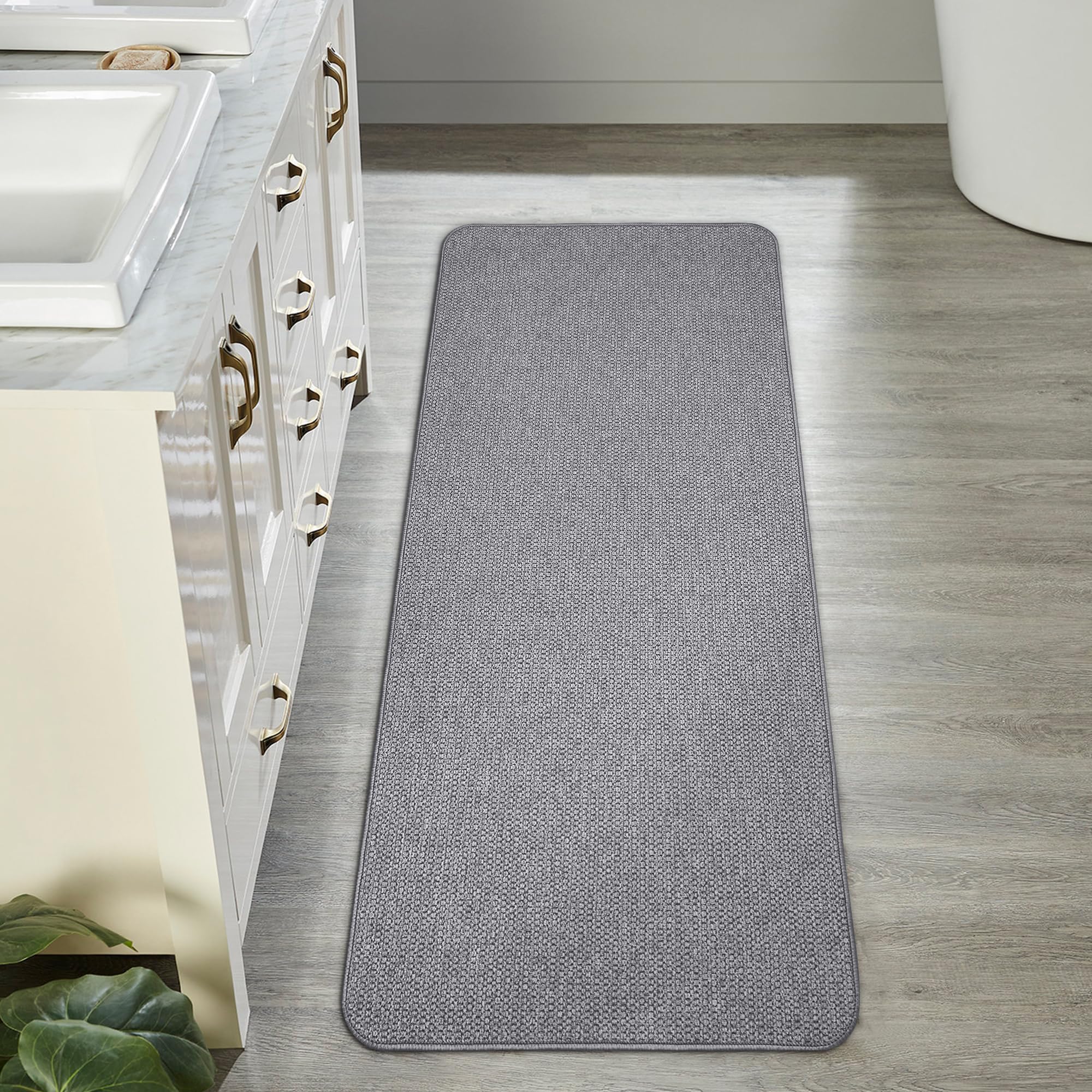 Bath Mat,Ultra Thin Bathroom Runner Rugs,Large Bath Mats for Bathroom,Quick Dry,Non-Slip,Machine Washable,Low Pile,Bath Rug,Shower Outside,Sink,Home Decor Accessories.Grey,1'5"x4'11"(17x59inch) - Image 6