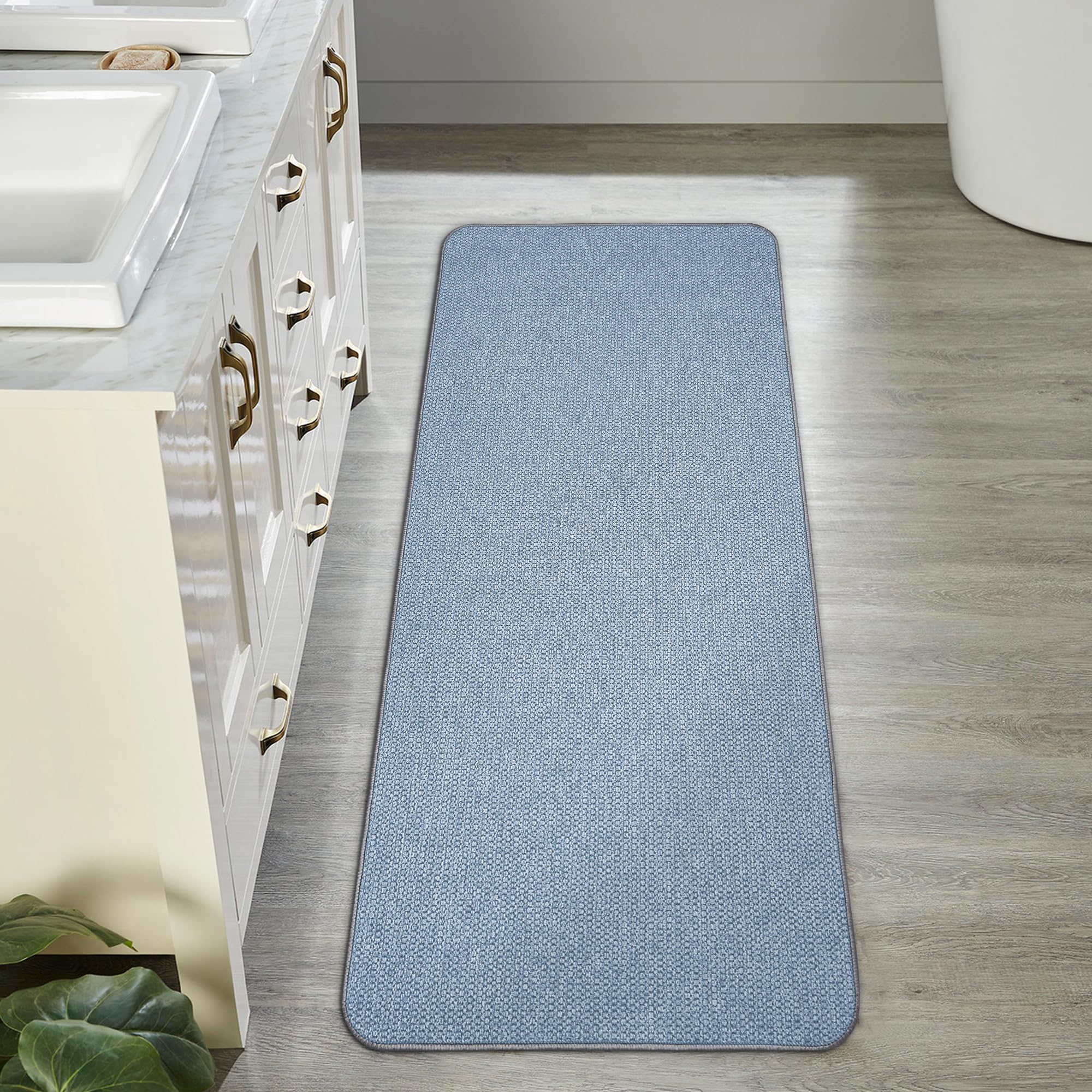 Bath Mat,Ultra Thin Bathroom Runner Rugs,Large Bath Mats for Bathroom,Quick Dry,Non-Slip,Machine Washable,Low Pile,Bath Rug,Shower Outside,Sink,Home Decor Accessories.Blue,1'5"x4'11"(17x59inch) - Image 6