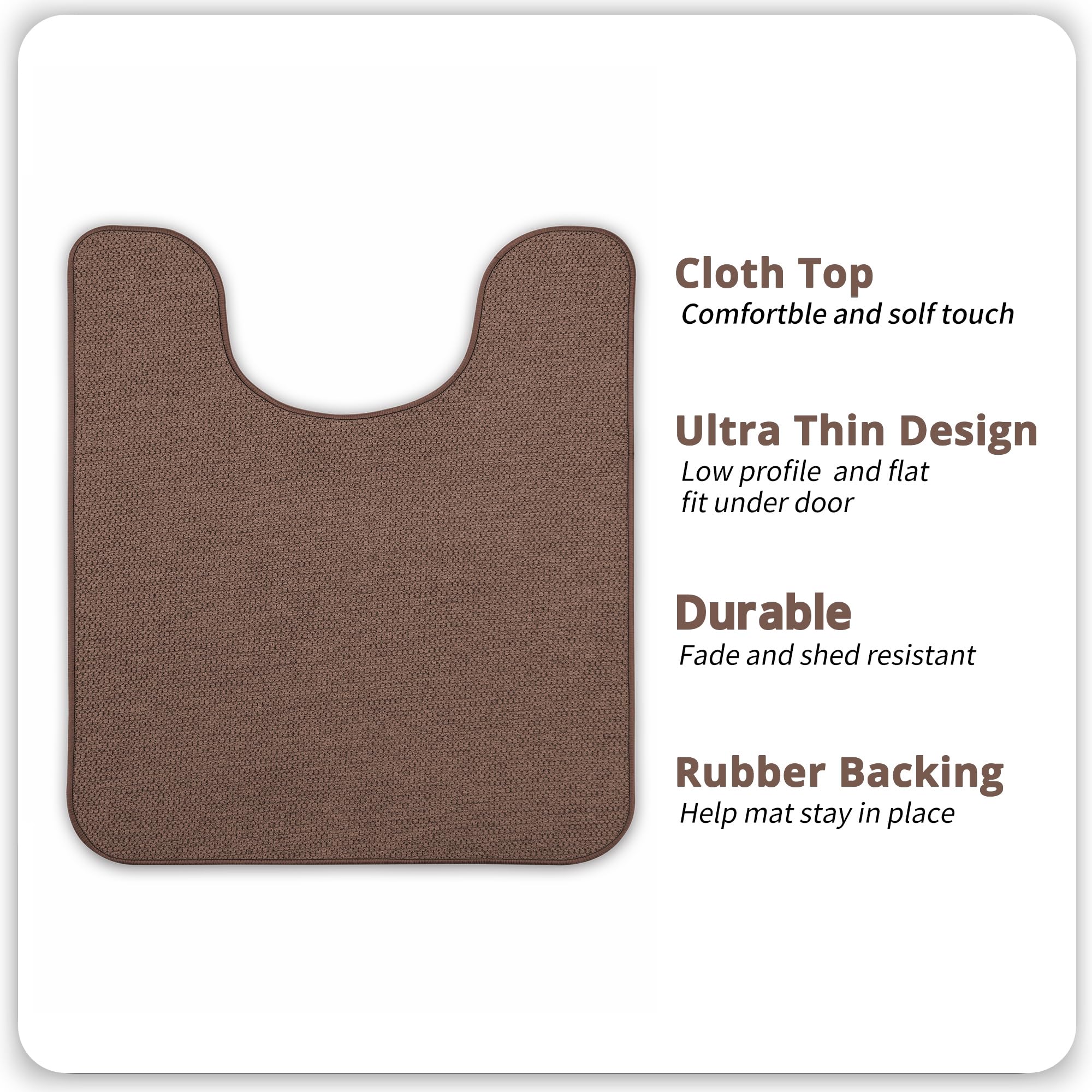 Toilet Rugs U Shaped Bathroom Rug,Machine Washable Non Slip Quick Dry Super Absorbent Ultra Thin Toilet Mats for Bathroom Toilet.Brown,1'8"x2'(20x24inch) - Image 2