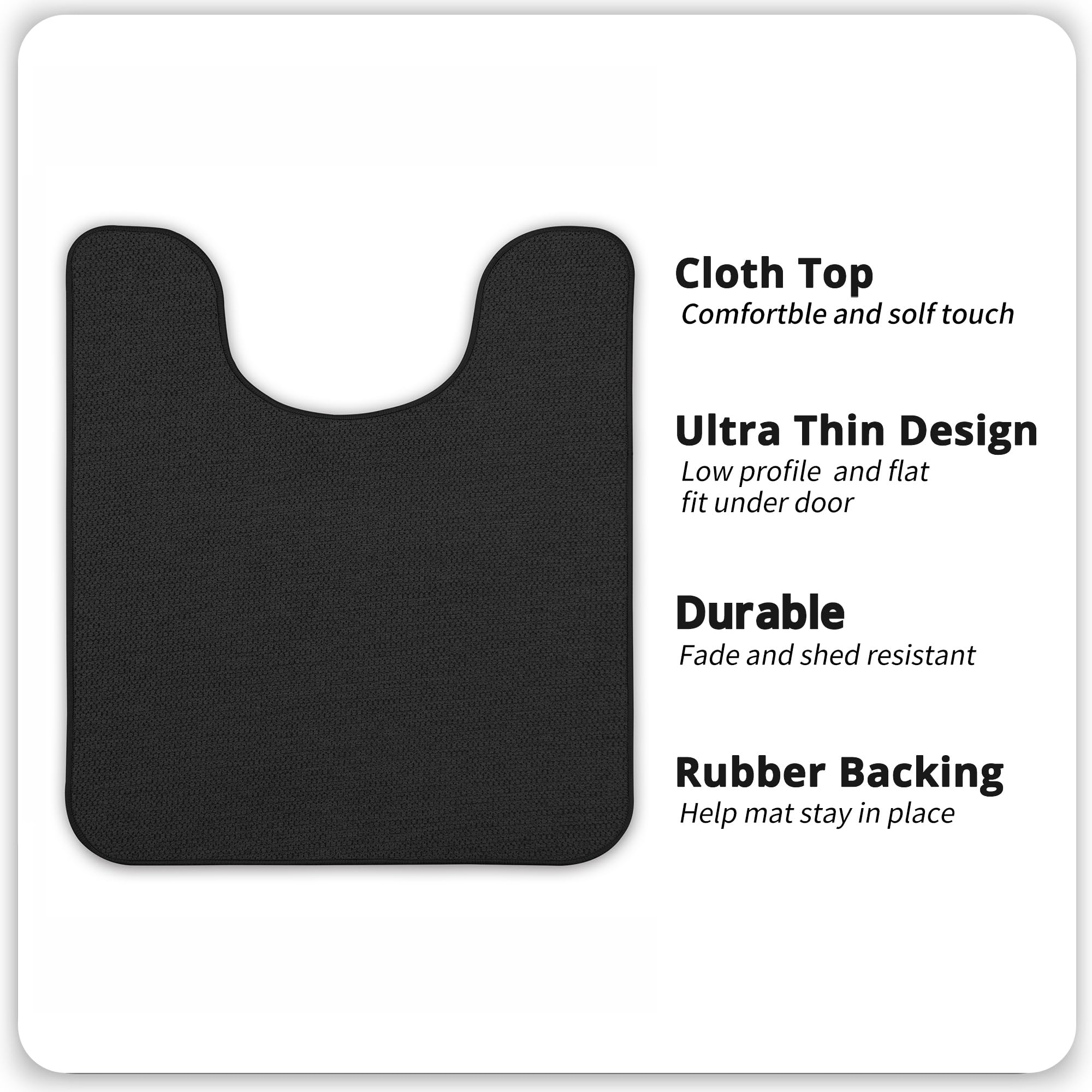 Toilet Rugs U Shaped Bathroom Rug,Machine Washable Non Slip Quick Dry Super Absorbent Ultra Thin Toilet Mats for Bathroom Toilet.Black,1'8"x2'(20x24inch) - Image 2