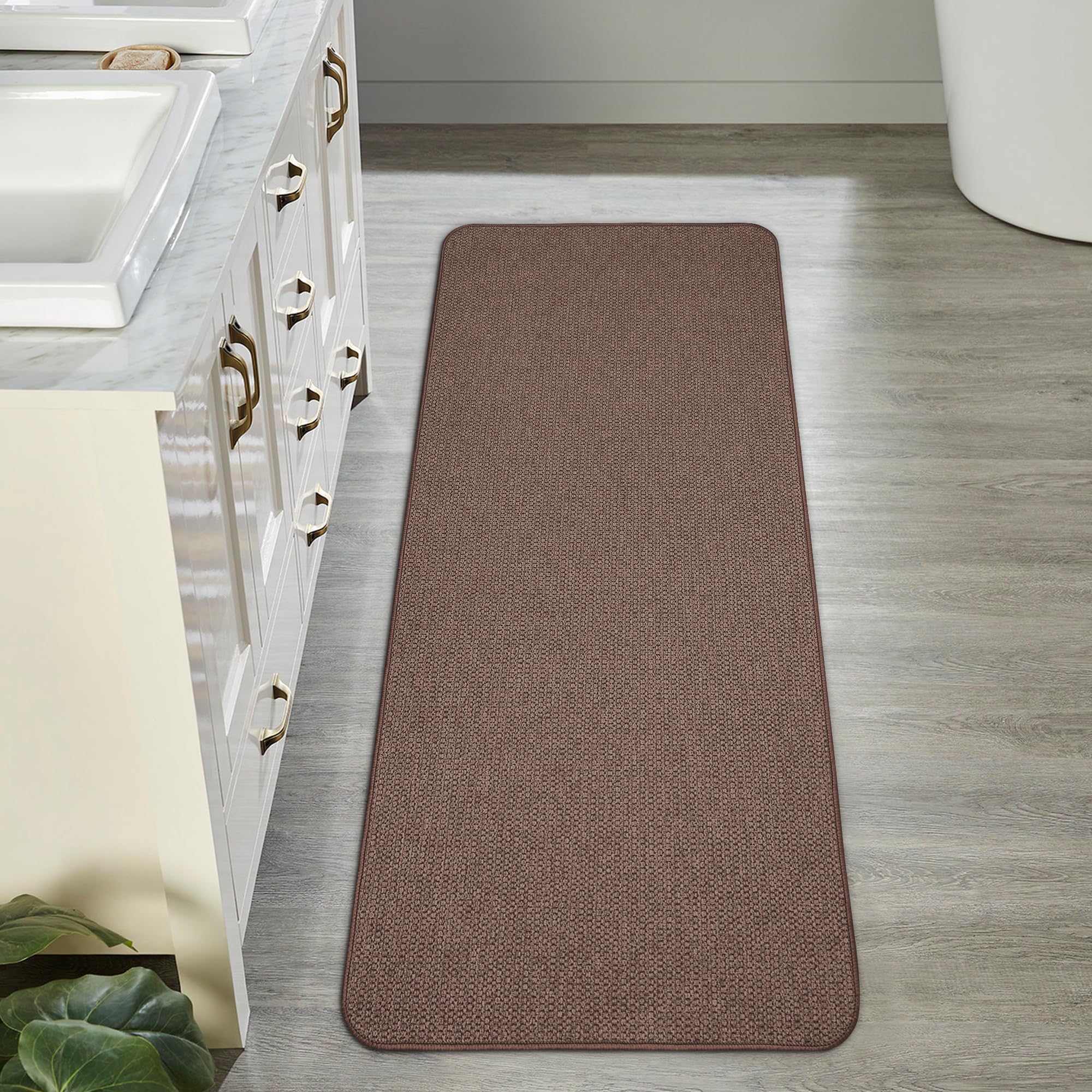 Bath Mat,Ultra Thin Bathroom Runner Rugs,Large Bath Mats for Bathroom,Quick Dry,Non-Slip,Machine Washable,Low Pile,Bath Rug,Shower Outside,Sink,Home Decor Accessories.Brown,2'x5'(24x60inch) - Image 6