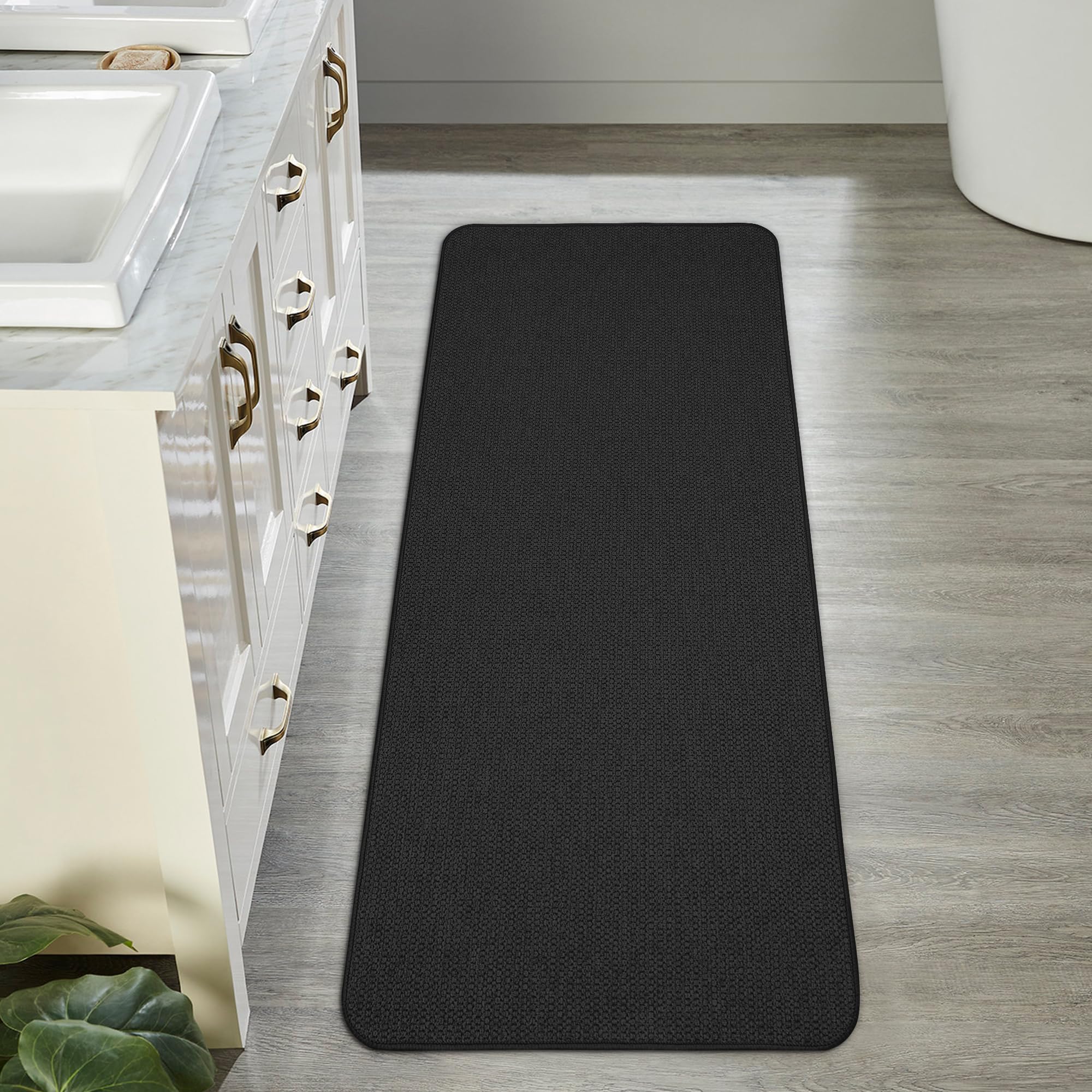 Bath Mat,Ultra Thin Bathroom Runner Rugs,Large Bath Mats for Bathroom,Quick Dry,Non-Slip,Machine Washable,Low Pile,Bath Rug,Shower Outside,Sink,Home Decor Accessories.Black,2'x5'(24x60inch) - Image 6
