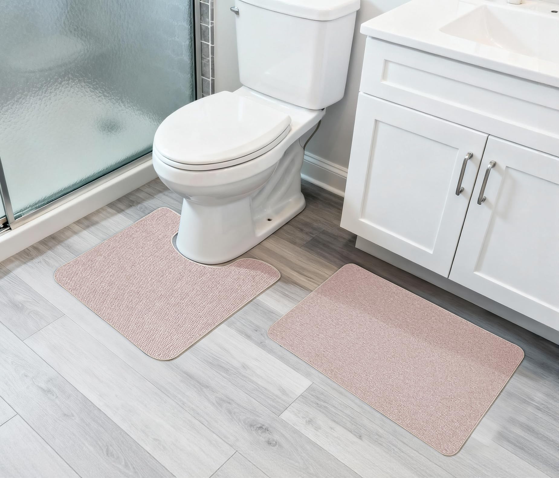 Bosap Bath Mat Set 2 Pieces ,Ultra Thin Bathroom Rugs,Rubber Toilet Rugs - Image 6