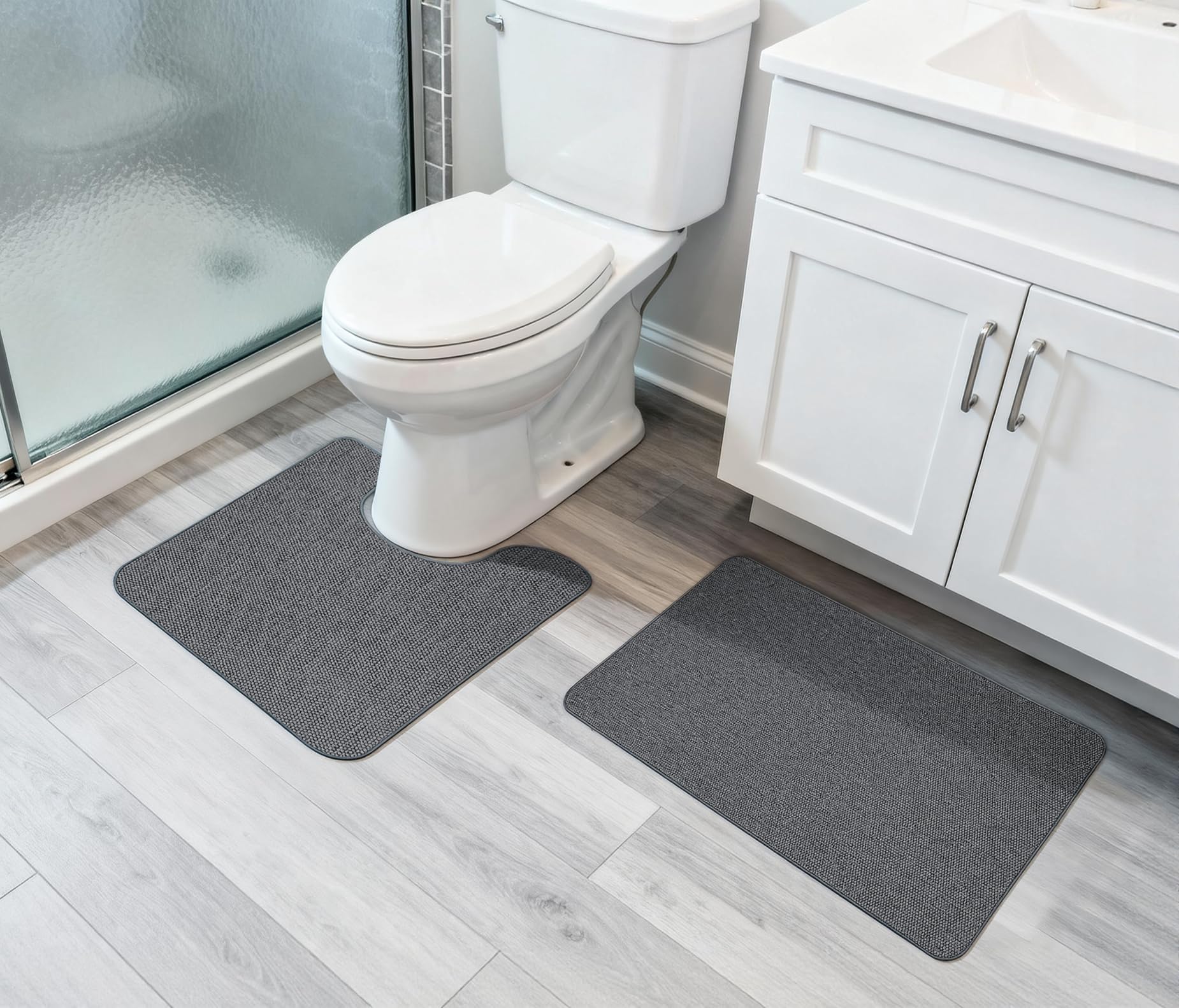 Bosap Bath Mat Set 2 Pieces ,Ultra Thin Bathroom Rugs,Rubber Toilet Rugs - Image 6