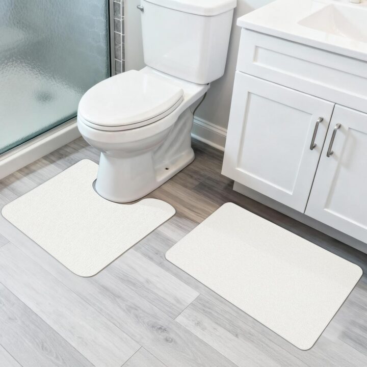 Bosap Bath Mat Set 2 Pieces ,Ultra Thin Bathroom Rugs,Rubber Toilet Rugs