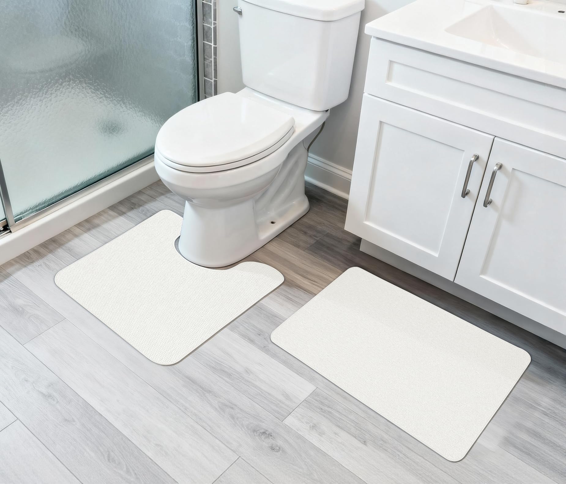 Bosap Bath Mat Set 2 Pieces ,Ultra Thin Bathroom Rugs,Rubber Toilet Rugs - Image 6
