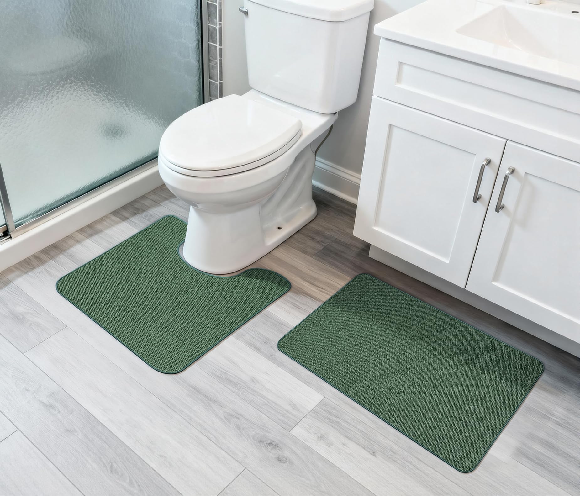 Bosap Bath Mat Set 2 Pieces ,Ultra Thin Bathroom Rugs,Rubber Toilet Rugs - Image 6