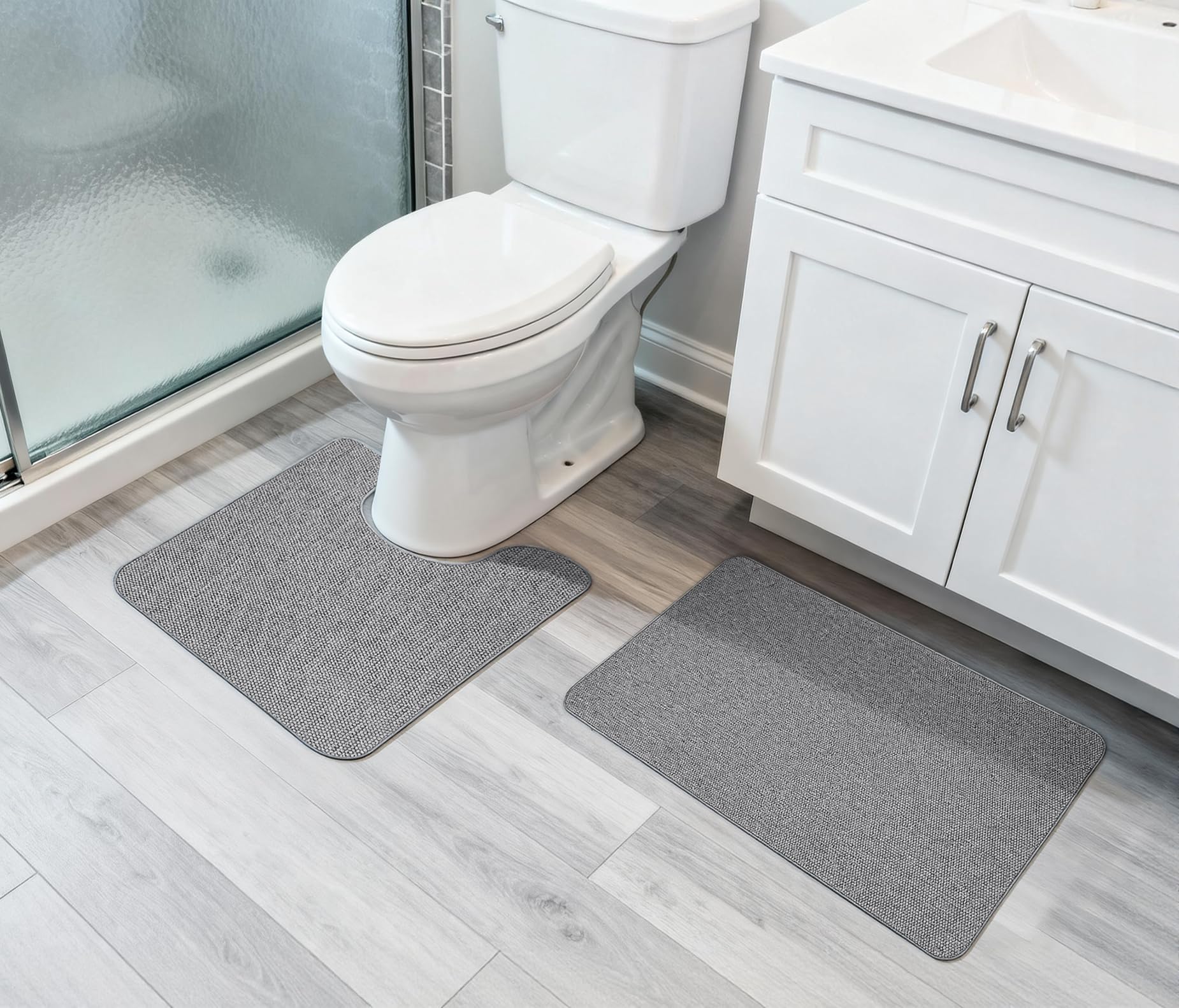 Bosap Bath Mat Set 2 Pieces ,Ultra Thin Bathroom Rugs,Rubber Toilet Rugs - Image 6