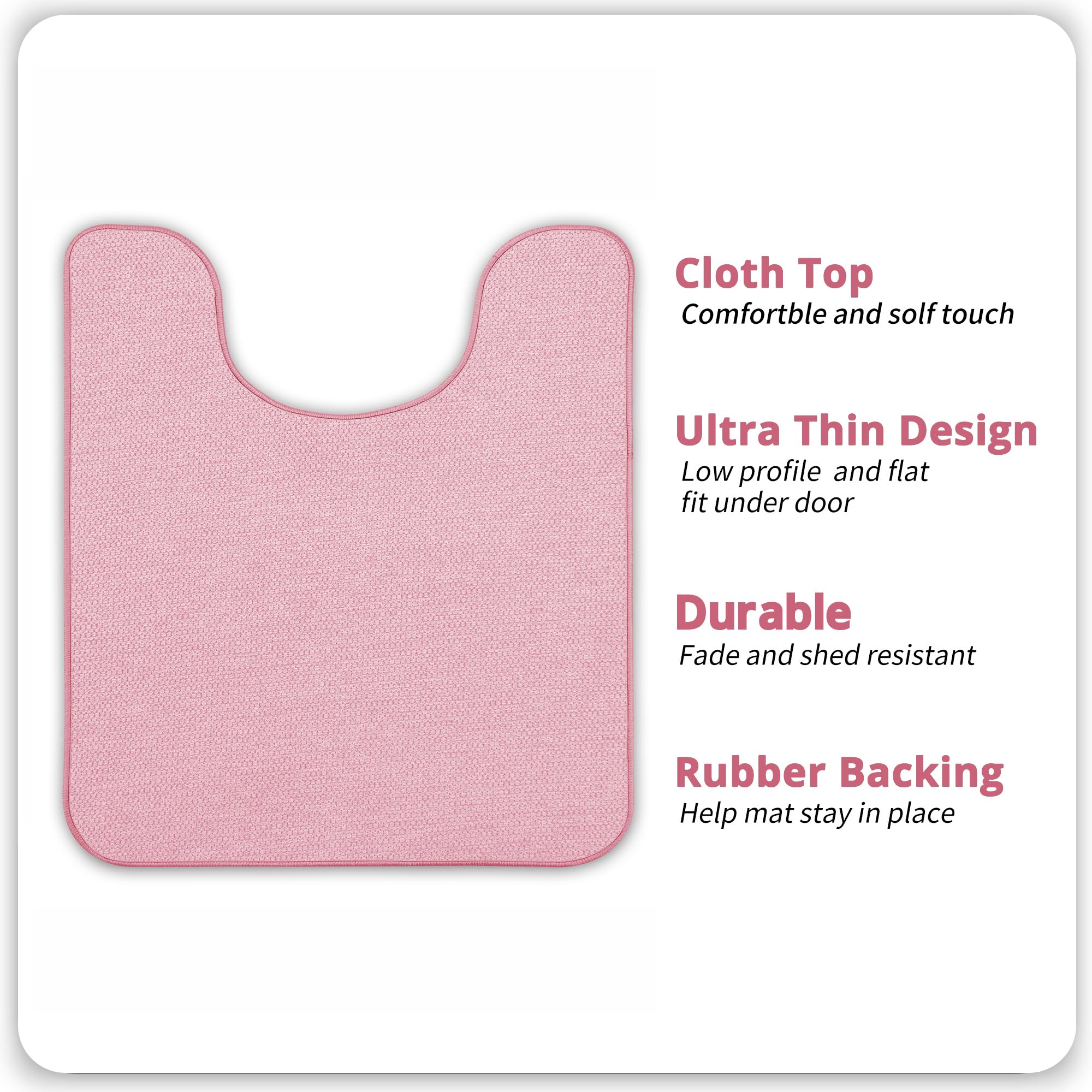 Toilet Rugs U Shaped Bathroom Rug,Machine Washable Non Slip Quick Dry Super Absorbent Ultra Thin Toilet Mats for Bathroom Toilet.Pink,1'8"x2'(20x24inch) - Image 2