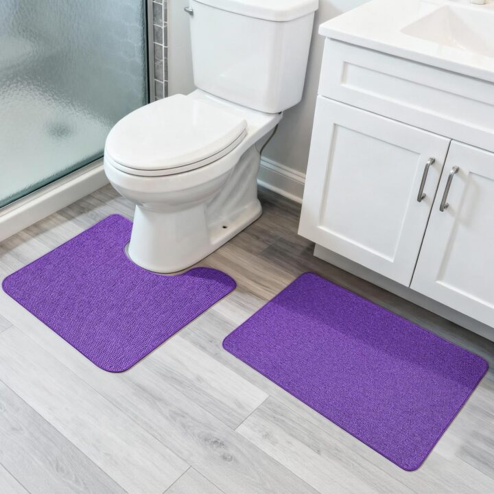 Bosap Bath Mat Set 2 Pieces ,Ultra Thin Bathroom Rugs,Rubber Toilet Rugs