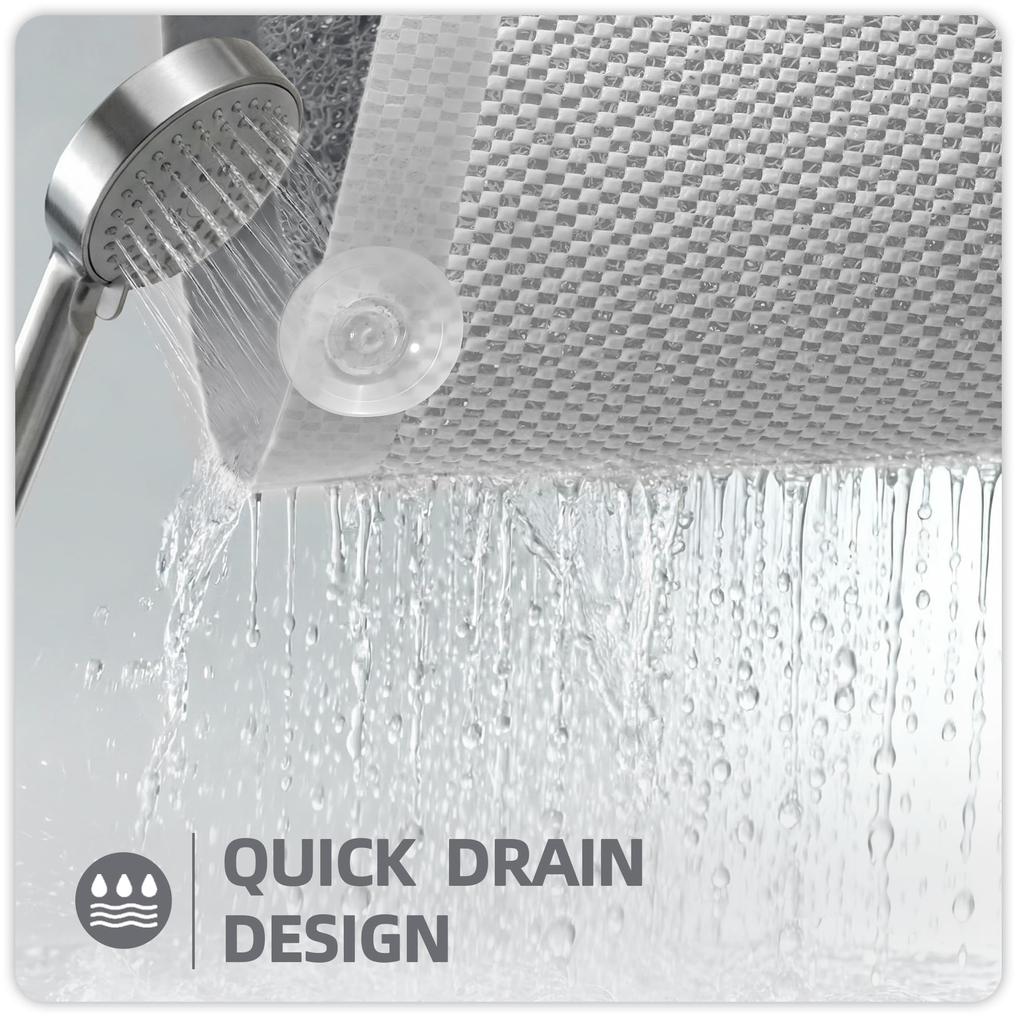Upgraded Anti Slip Shower Mat for Inside Shower,Non Slip Bathtub Mat with Suction Cups,Shower Floor Mat,Scrubber Mats,Easy to Clean,Quick Dry,Easy Drainage,Loofah Bath Mat for Tub,Grey,16''x24'' - Image 5
