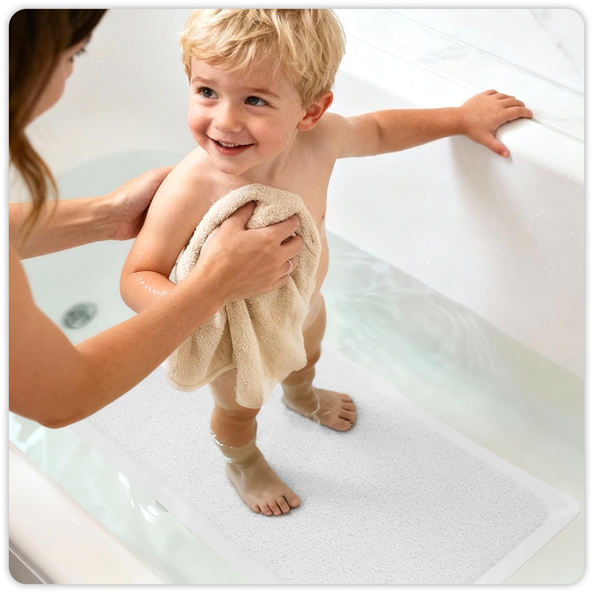 Upgraded Non Slip Shower Mat,Anti Slip Bathtub Mat with Suction Cupsr,Scrubber Mats,Easy to Clean,Quick Drying,Loofah Bath Mat for Tub,Shower,Bathroom.White,16''x24'' - Image 8