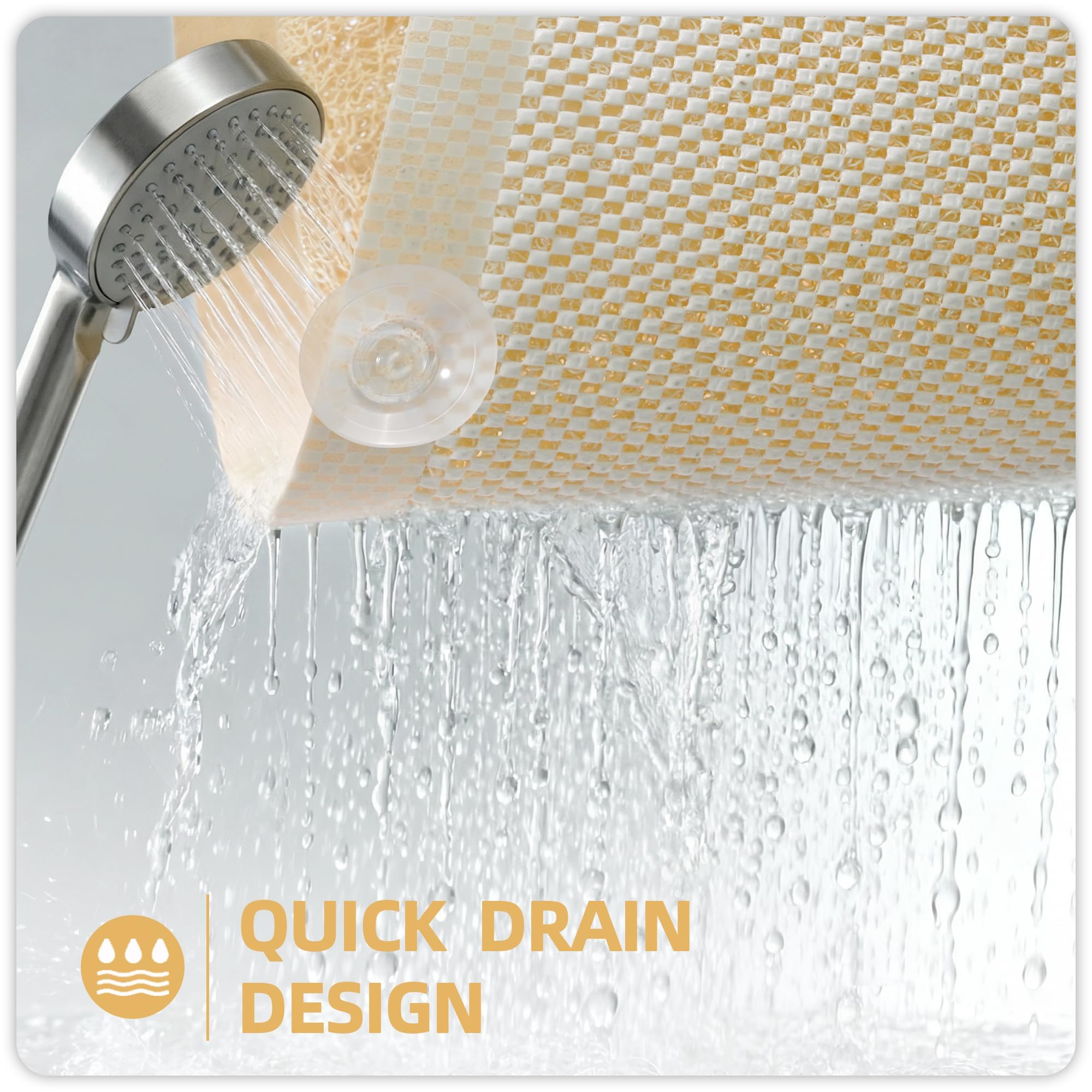 Upgraded Anti Slip Shower Mat for Inside Shower,Non Slip Bathtub Mat with Suction Cups,Shower Floor Mat,Scrubber Mats,Easy to Clean,Quick Dry,Easy Drainage,Loofah Bath Mat for Tub,Beige,16''x24'' - Image 4