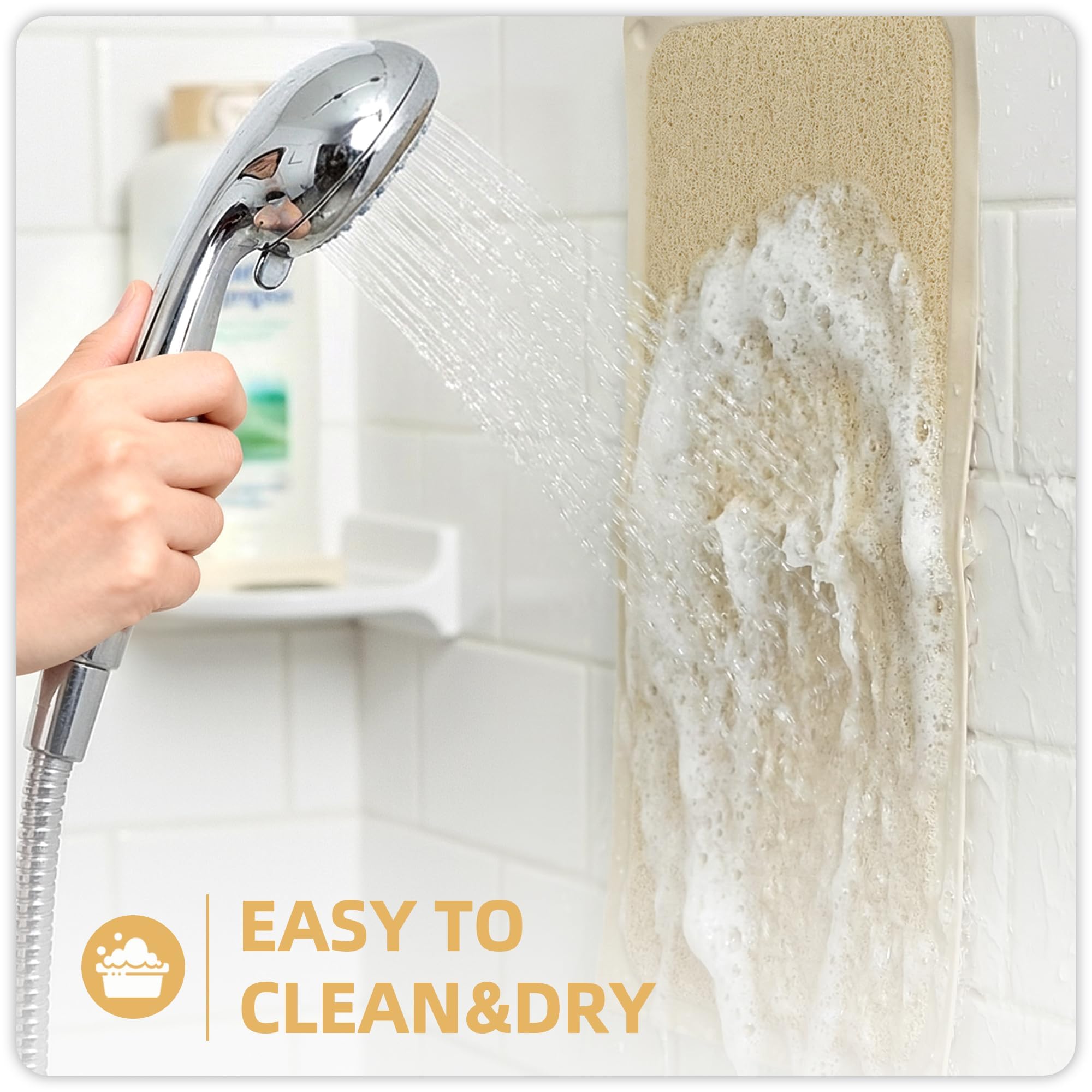 Upgraded Anti Slip Shower Mat for Inside Shower,Non Slip Bathtub Mat with Suction Cups,Shower Floor Mat,Scrubber Mats,Easy to Clean,Quick Dry,Easy Drainage,Loofah Bath Mat for Tub,Beige,16''x24'' - Image 6