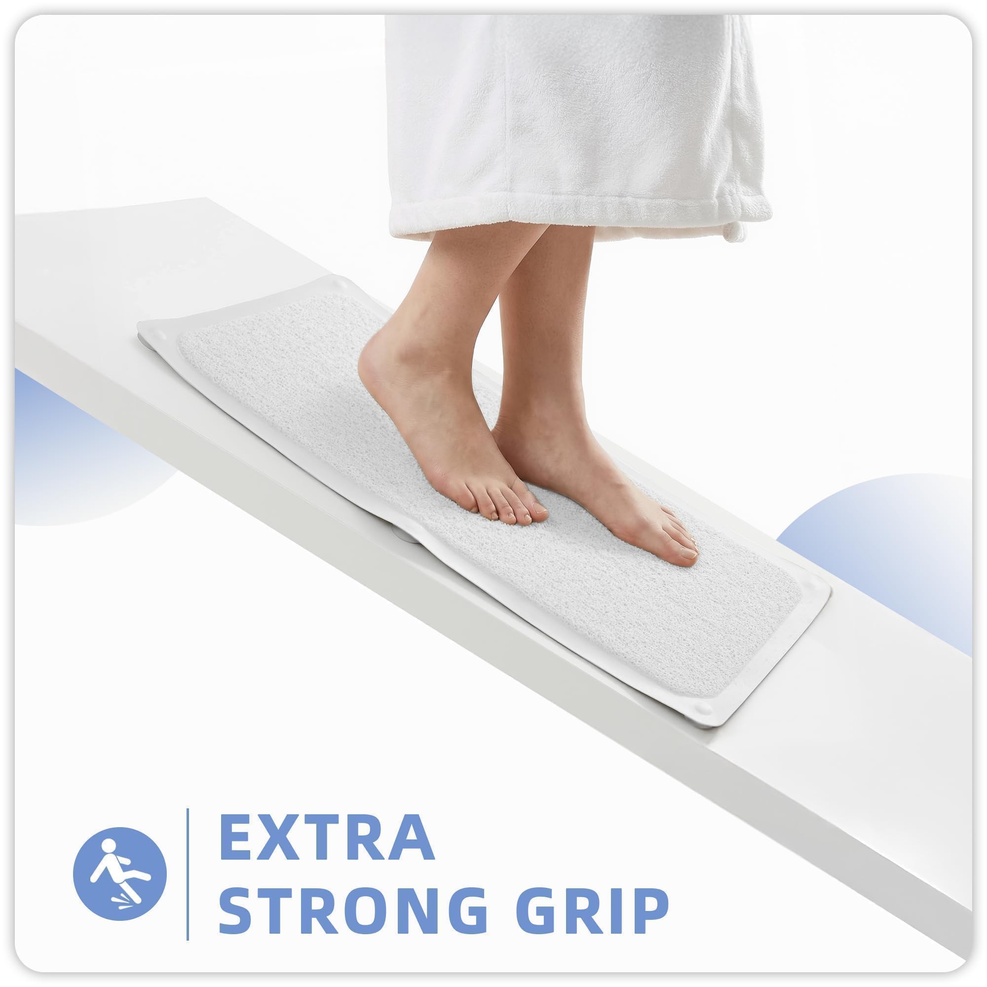 Upgraded Anti Slip Shower Mat for Inside Shower,Non Slip Bathtub Mat with Suction Cups,Shower Floor Mat,Scrubber Mats,Easy to Clean,Quick Dry,Easy Drainage,Loofah Bath Mat for Tub,White,24''x24'' - Image 2