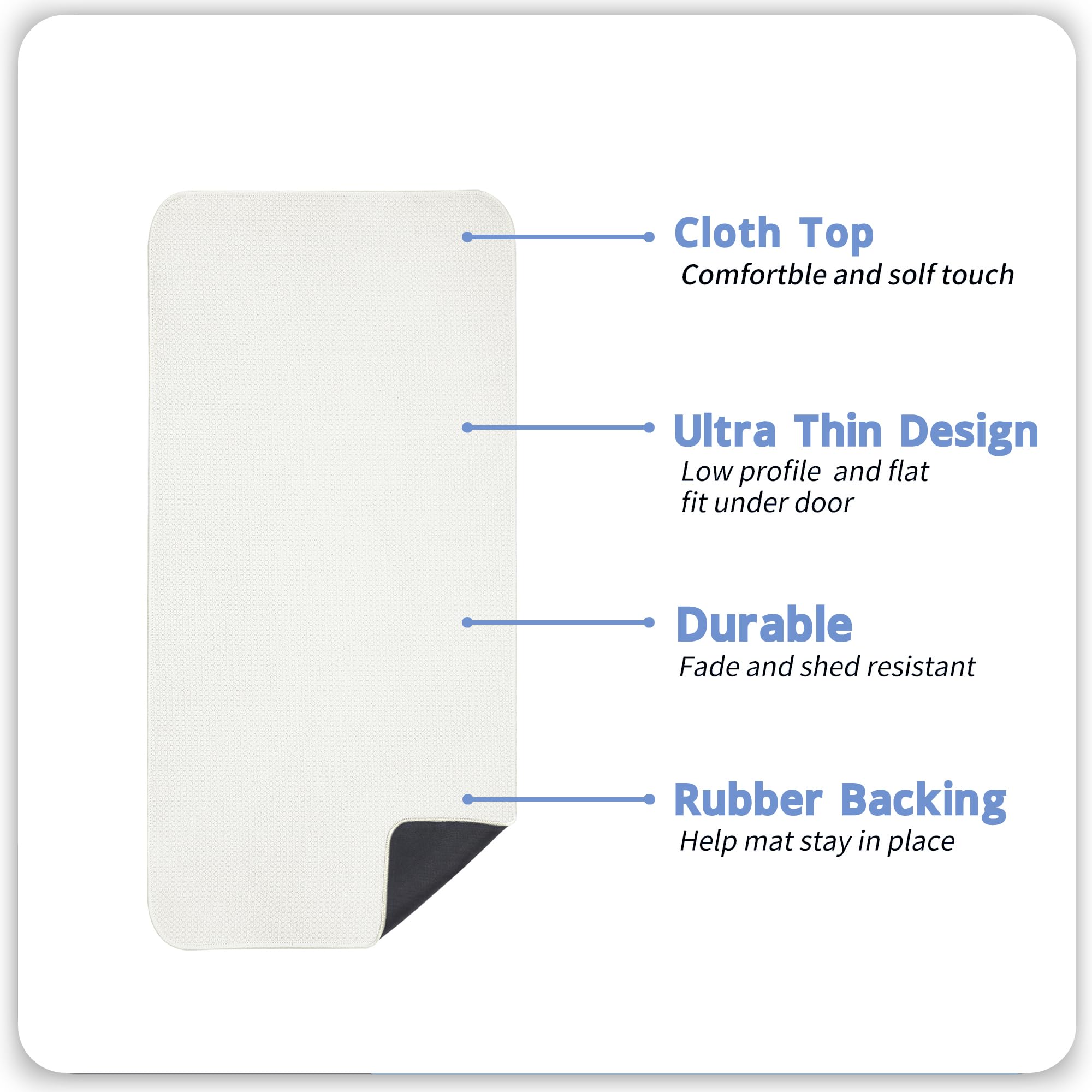 Bath Mat,Ultra Thin Bathroom Runner Rugs,Large Bath Mats for Bathroom,Quick Dry,Non-Slip,Machine Washable,Low Pile,Bath Rug,Shower Outside,Sink,Home Decor Accessories.Cream,3'x5'(36x60inch) - Image 2