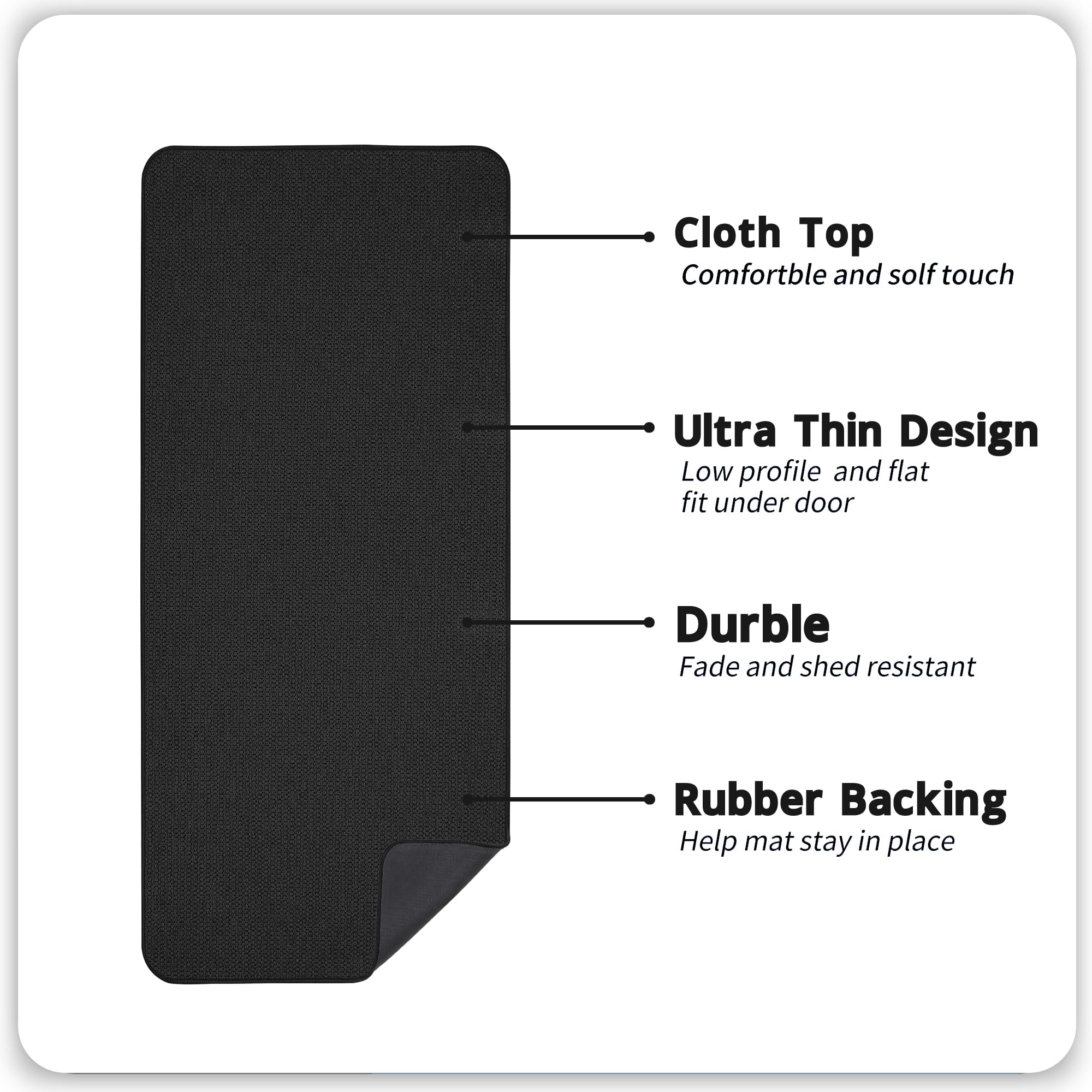Bath Mat,Ultra Thin Bathroom Runner Rugs,Large Bath Mats for Bathroom,Quick Dry,Non-Slip,Machine Washable,Low Pile,Bath Rug,Shower Outside,Sink,Home Decor Accessories.Black,3'x4'(36x48inch) - Image 2