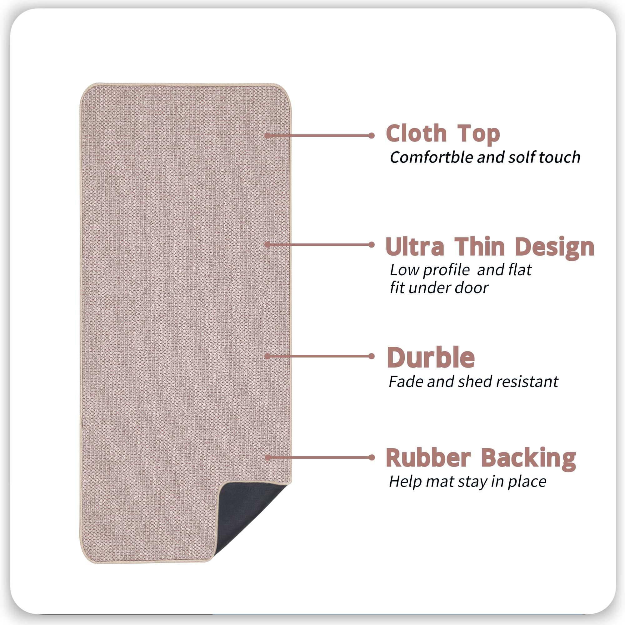 Bath Mat,Ultra Thin Bathroom Runner Rugs,Large Bath Mats for Bathroom,Quick Dry,Non-Slip,Machine Washable,Low Pile,Bath Rug,Shower Outside,Sink,Home Decor Accessories.Beige,3'x4'(36x48inch) - Image 2