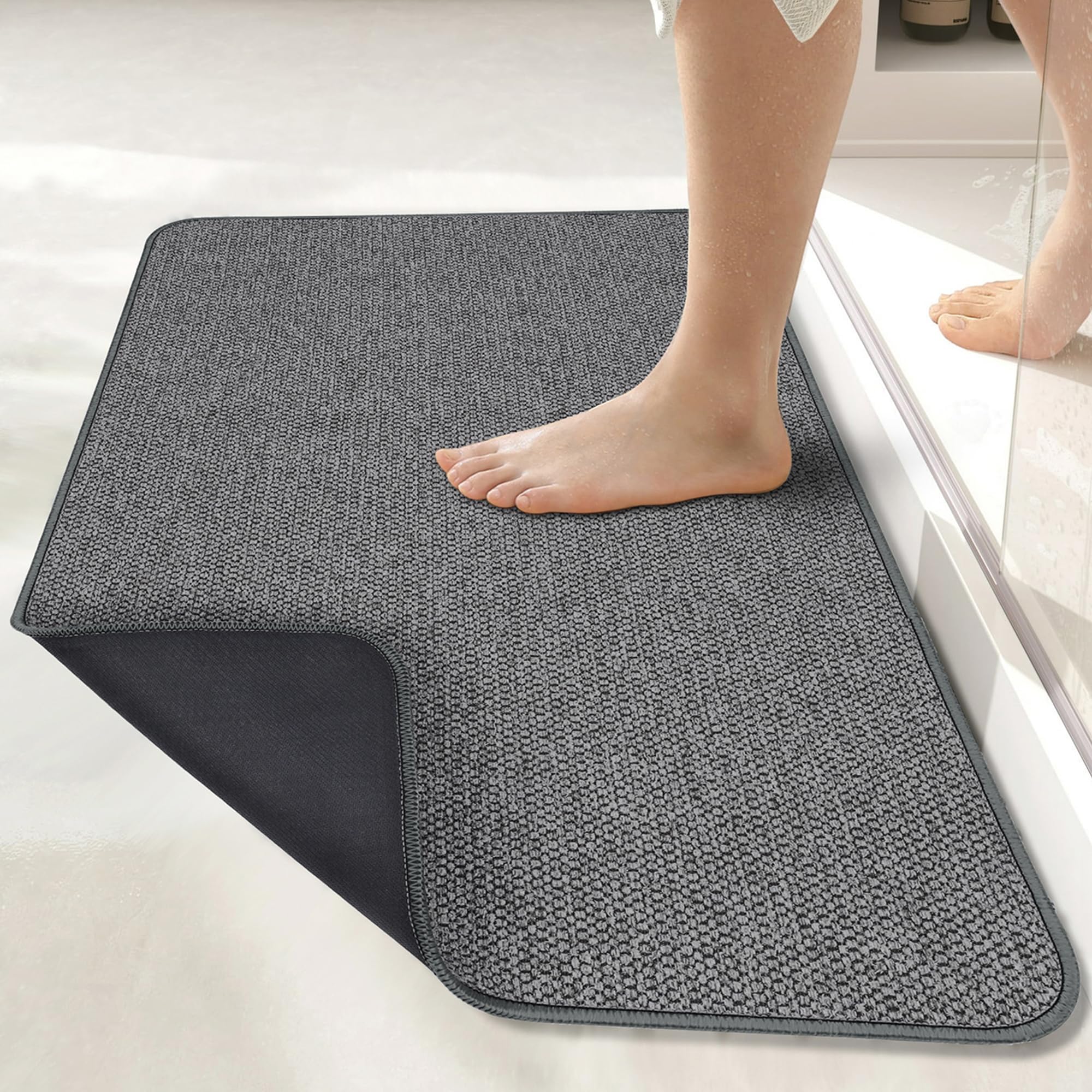 Bath Mat,Ultra Thin Bathroom Runner Rugs,Large Bath Mats for Bathroom,Quick Dry,Non-Slip,Machine Washable,Low Pile,Bath Rug,Shower Outside,Sink,Home Decor Accessories.Dark Grey,3'x4'(36x48inch) - Image 7