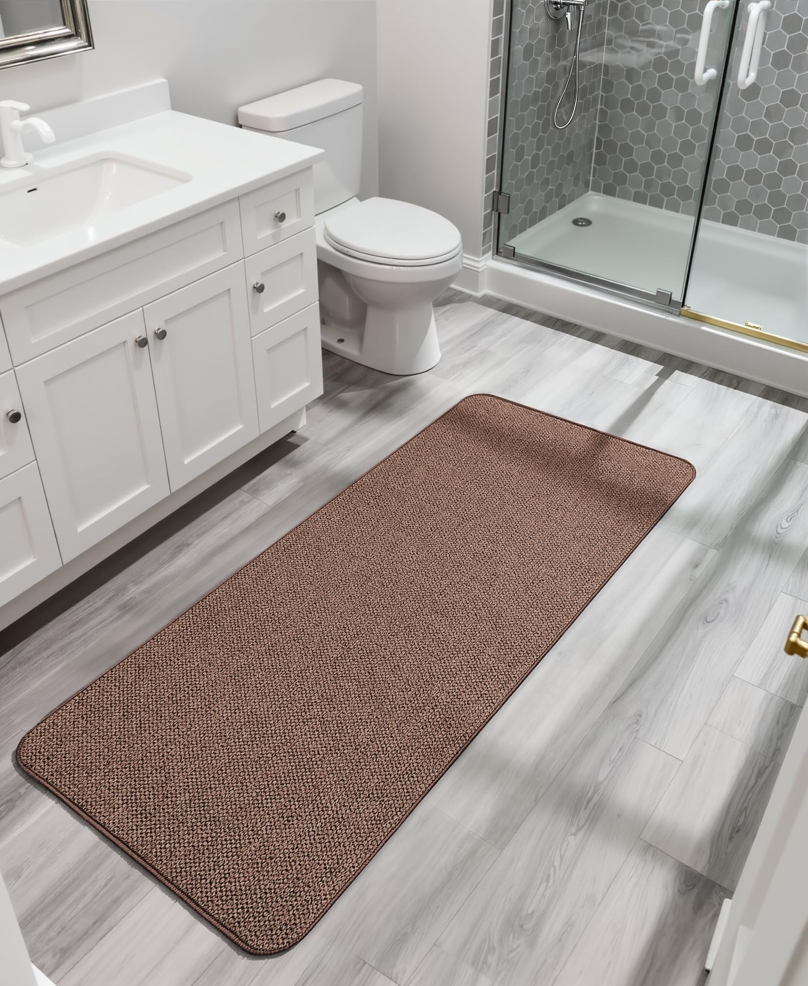 Bath Mat,Ultra Thin Bathroom Runner Rugs,Large Bath Mats for Bathroom,Quick Dry,Non-Slip,Machine Washable,Low Pile,Bath Rug,Shower Outside,Sink,Home Decor Accessories.Brown,3'x6'(36x72inch) - Image 7