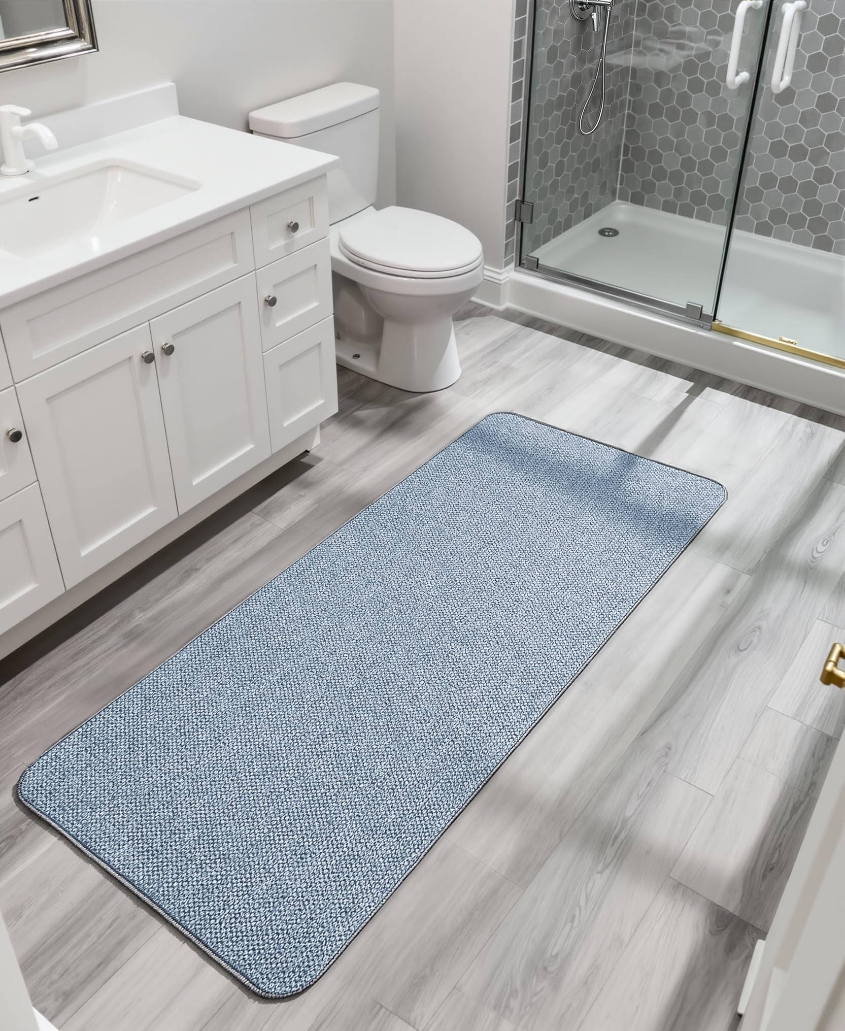 Bath Mat,Ultra Thin Bathroom Runner Rugs,Large Bath Mats for Bathroom,Quick Dry,Non-Slip,Machine Washable,Low Pile,Bath Rug,Shower Outside,Sink,Home Decor Accessories.Blue,3'x6'(36x72inch) - Image 6